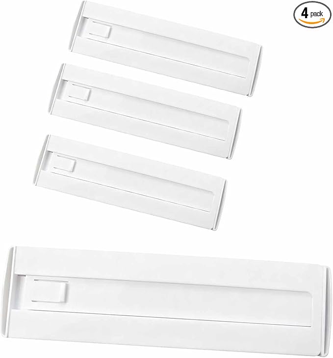 4 Pcs Drawer Dividers for Clothes, 3.15" High 11.34"-19.69" Adjustable Expandable Dresser Drawer Organizer, Clear Plastic Sep