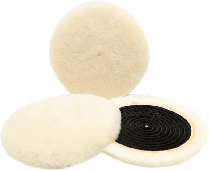 SPTA Wool Buffing Polishing Pads, 3Pcs 5 Inch (125mm) Wool Cutting Pad, Wool Compounding Pad, Buffing and Polishing Pads Buffing Wheel for 5 Inch Car Polisher Compounding, Polishing, Buffing
