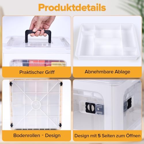Gifhomfix 18QT Medicine Storage Box with Handles, Large Capacity First Aid Box, Clear Medical Supply Organizer with Removable