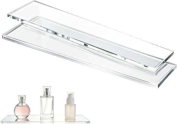 Yunguzi 2 PCS 13 Inch Acrylic Medicine Cabinet Shelves – Clear Replacement Cabinet Shelf for Bathroom, Kitchen, Living Room, 