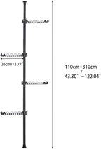 Hershii Telescopic Clothing Rack for Hanging Clothes Laundry Tension Pole 4 Tiers Coat Tree Garment Drying Stand Floor to Cei