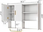 Bathroom Wall Cabinet Wood Large Wall Mounted Medicine Cabinet with 2 Doors and 4 Open Shelves Over Toilet Storage Cabinet Or