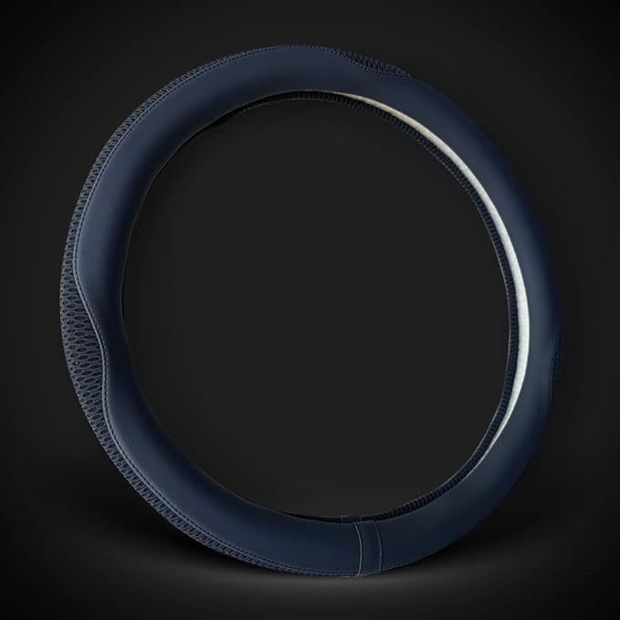 LKWLIKEI Car Steering Wheel Cover, Universal 15 inch, The Latest Microfiber Leather Breathable Technology Fabric, Non-Slip, C