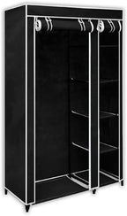 vidaXL Folding Wardrobe Black Fleece Fabric Cover and Steel Tube Frame