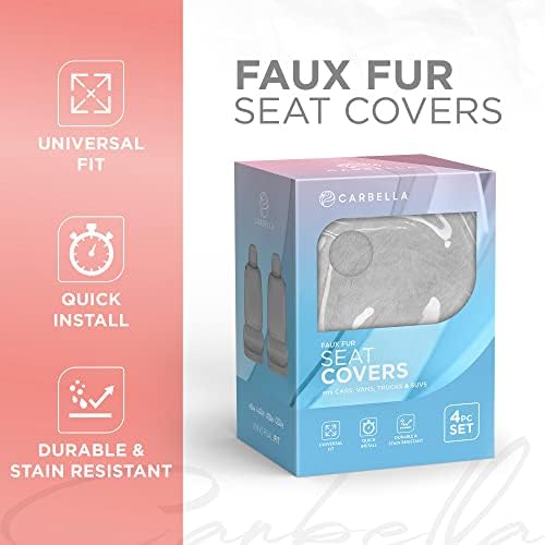 Carbella 2-Pack Sheepskin Car Seat Covers, Soft Plush Comfy Faux Fur Car Seat Covers Front Seats, Cute Automotive Seat Protec