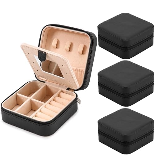 Neveika Jewelry Box with Mirror,Small Jewelry Organizer Box，Travel Jewelry Case for Women，Gift Jewelry Boxes for Female Girls