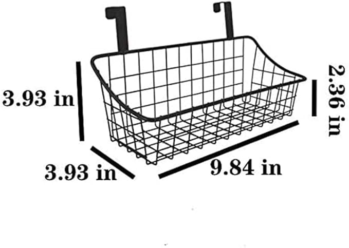 LeleCAT Basket with hook Grid Storage Basket, Hang it behind a door or on a railing, Over the Cabinet Door, Small, BLack,1 Pa