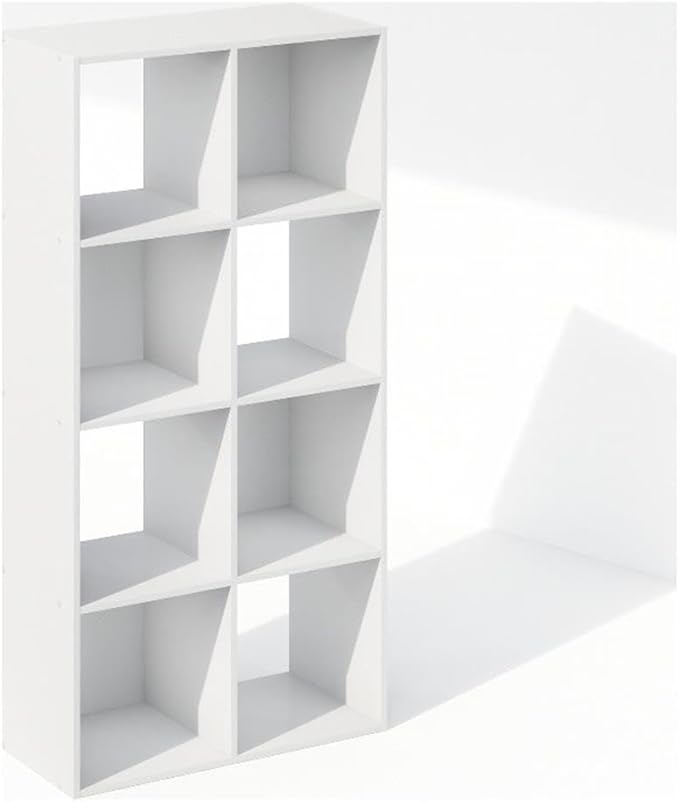 Furinno PELLI Book Shelf, 8-Cube Bookshelf, Horizontal Cube Storage Organizer Bookcase, 11.7 x 23.7 x 47, for Living Room, Be