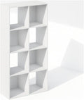 Furinno PELLI Book Shelf, 8-Cube Bookshelf, Horizontal Cube Storage Organizer Bookcase, 11.7 x 23.7 x 47, for Living Room, Be
