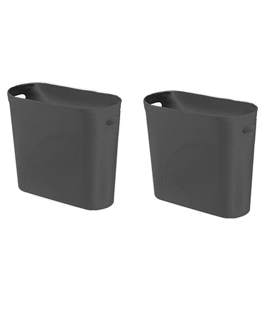 Bathroom Small Trash Can, 3 Gallon Slim Plastic, Set of 2, Black