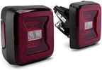 Raxiom LED Tail Lights; Black Housing; Red Lens Compatible for 18-25 Jeep Wrangler JL w/Factory Halogen Tail Lights & w/o Bli