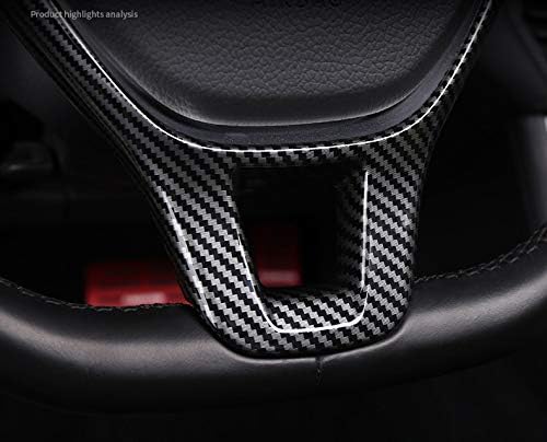 MAXDOOL Carbon Fiber Steering Wheel Cover Sequins Frame Trim Emblem for VW Volkswagen Jetta Passat e-Golf Golf Sportwagen Alltrack Arteon Atlas Tiguan Interior Accessories
