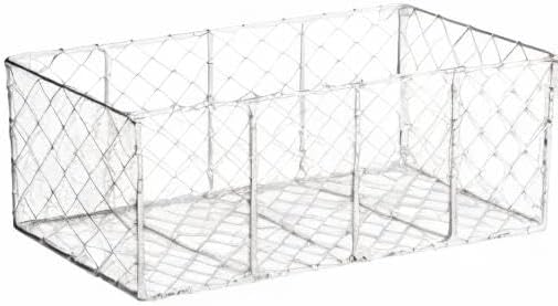 DII Chicken Wire Collection Farmhouse Vintage Wall Baskets, Medium Basket, White