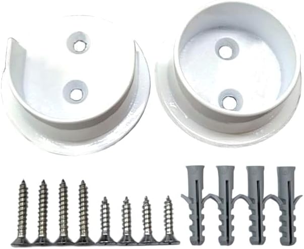 QCAA Solid Brass Extra Heavy Closet Pole Socket Set, 1-1/2 inch, with Stainless Screws, White, 1 Pair, Made in Taiwan