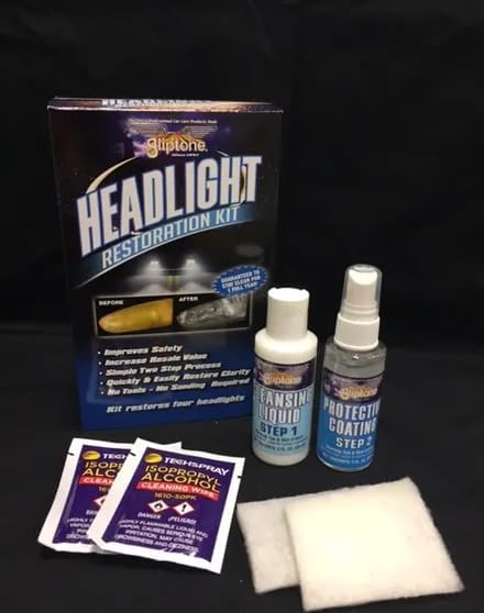Gliptone Headlight Restoration Kit, No Sanding or Tools Required, Restores Yellowed and Cloudy Headlights, Improves Night Vis