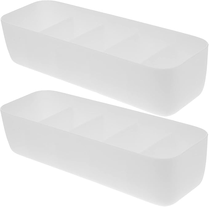 2pcs Plastic Socks Organizer with Compartments Stackable Drawer Storage Box for Underwear Gloves and Accessories White