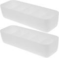2pcs Plastic Socks Organizer with Compartments Stackable Drawer Storage Box for Underwear Gloves and Accessories White