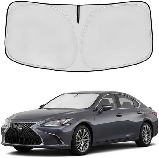 Windshield Sun Shade for Lexus ES 2019-2024 2025 2026 Front Window Shade Custom Fit ES250 ES300h ES350 Sun Visor Foldable Shade Blocks UV Rays Summer Must Have Car Accessories