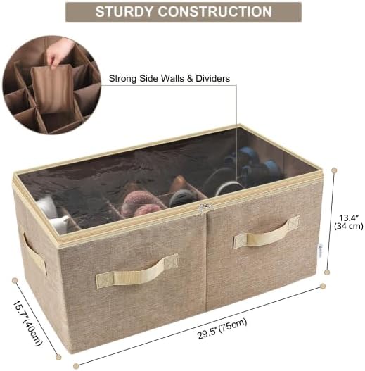 Moteph Shoe Organizer for Closet - Shoe Storage Organizer for Closet Organization with Clear Cover & Adjustable Dividers, Sho