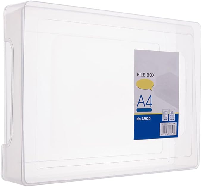 Transparent A4 File Box Plastic Document Organizer Lightweight Storage Folder for Office Home Paper Filing 12.59X9.25X2.51 In