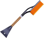 Snow Brush & Ice Scraper for Car, Heavy-Duty Extendable Winter Snow Removal Tool with Soft Bristle Brush, Ergonomic Foam Grip, Durable Ice Scraper – for Cars, SUVs & Trucks (Orange)