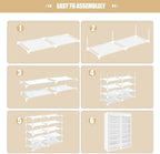 ERONE Shoe Rack Storage Organize, 28 Pairs Portable Double Row with Nonwoven Fabric Cover Shoe Shelf Cabinet for Closet (Whit