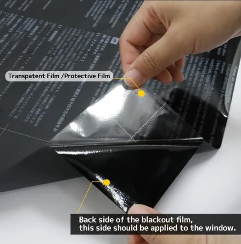 KESPEN Total Silk Blackout Window Film Privacy Static Cling, 100% Light Blocking Anti-UV Room Darkening Opaque Glass Tint, Heat Control Reusable Door Cover for Day Sleeping,23.6 Inch X 6.5 Feet