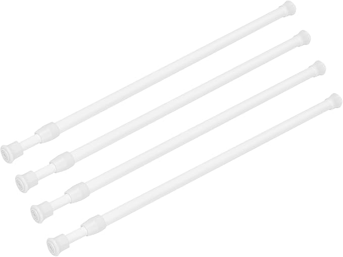 4 Pack Tension Curtain Rod 28-48 Inch, Small Short Adjustable Extendable Spring Loaded Rods for Windows Cabinet Blinds Closet
