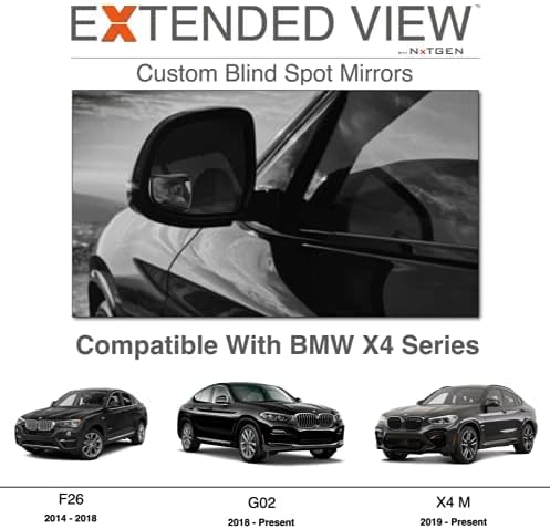 Blind Spot Mirrors- Compatible with BMW X4 Extended View, X4 Series - 2 Piece Set (Left & Right)