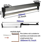 Extendable Steel Clothes Rail, Adjustable 30-80 cm Wardrobe Rod, Closet Organizer for Trousers, Coats & Garments, Space-Savin