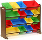 Humble Crew Supersized Toy Storage Organizer with 16 Removable Bins, Walnut/Primary – Large Toy Storage for Toddlers Ideal fo