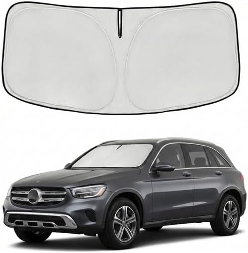 Windshield Sun Shade for Benz GLC 2016-2024 2025 2026 Front Window Shade Custom Fit GLC Accessories Sun Visor Foldable Shade Blocks UV Rays Summer Must Have Car Accessories