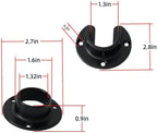 1 Pair Heavy Duty Matte Black Zinc Closet Pole Sockets Rod End Support Flange Rod Holder Set Wall Mount Pipe Bracket with Scr