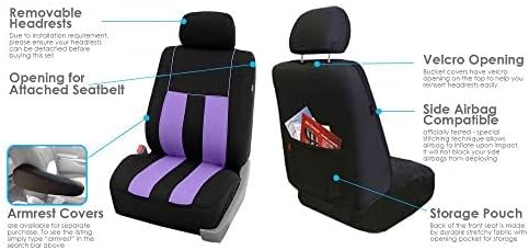 FH Group Car Seat Cover Front Set Striking Striped Car Seat Covers with Front Seat Covers and Rear Split Bench, Universal Fit
