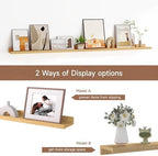 Floating Picture Ledge Shelves for Wall Set of 2, 55 Inches Picture Shelf with Ledge, Nursery Book Shelf for Toys Storage Kid
