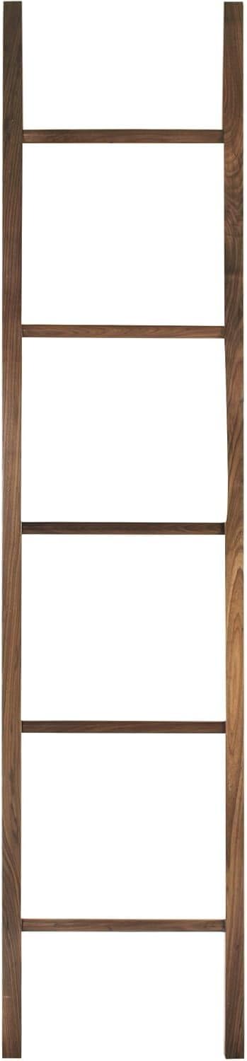 Solid Wood Decorative Ladder - Leaning Blanket Rack for Home Decor Walnut