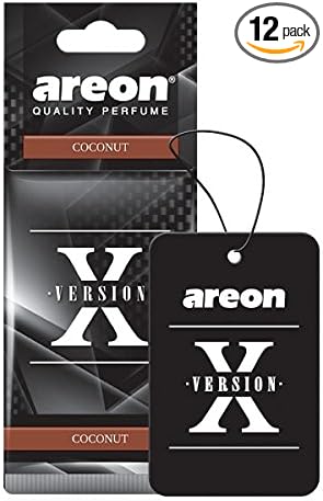 AREON X AXV04 Hanging Best Car Air Freshener Coconut Scent, Paper Hanging Ornaments, Long Lasting Scent for Car or Home 12 Pa
