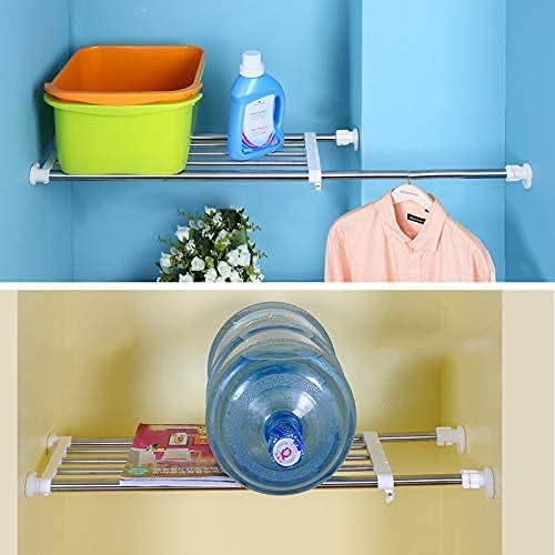 Hershii Expandable Closet Tension Shelf Rod Adjustable Storage Rack Heavy Duty DIY Organizer Divider for Wardrobe Cupboard Ki