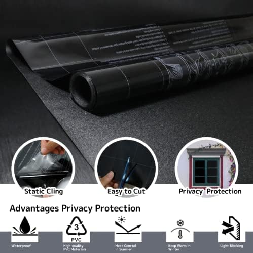 KESPEN Total Silk Blackout Window Film Privacy Static Cling, 100% Light Blocking Anti-UV Room Darkening Opaque Glass Tint, Heat Control Reusable Door Cover for Day Sleeping,23.6 Inch X 6.5 Feet