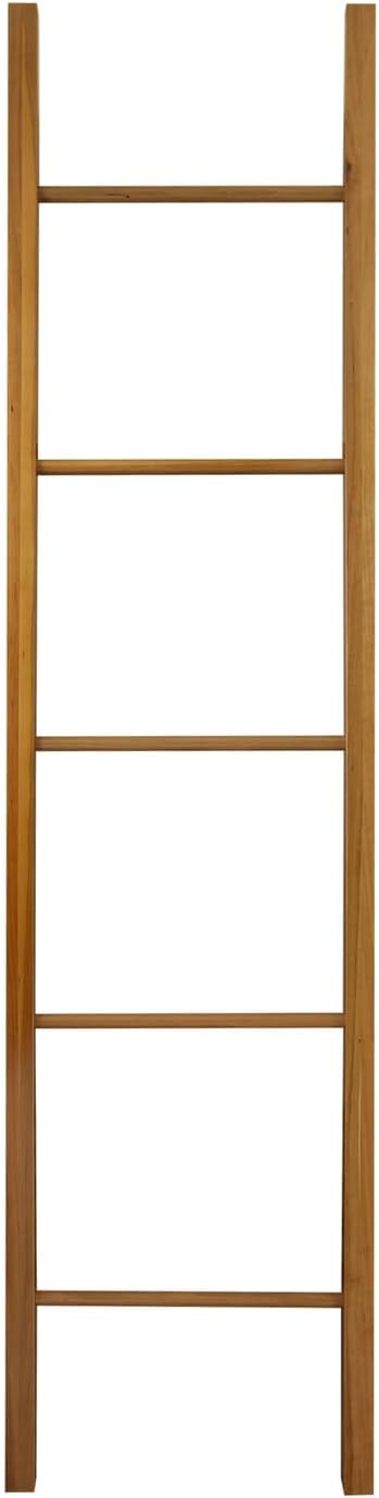 Solid Wood Decorative Ladder - Leaning Blanket Rack for Home Decor Cherry