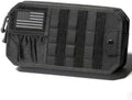 Molle Car Sun Visor Organizer,Car Accessories with Zipper Visor Storage Pouch&Glasses Clip&Adjustable Straps, Semi-Rigid Molle Panel for Tactical Gears, Fits Most Vehicles, SUVs (Black)