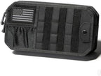 Molle Car Sun Visor Organizer,Car Accessories with Zipper Visor Storage Pouch&Glasses Clip&Adjustable Straps, Semi-Rigid Molle Panel for Tactical Gears, Fits Most Vehicles, SUVs (Black)