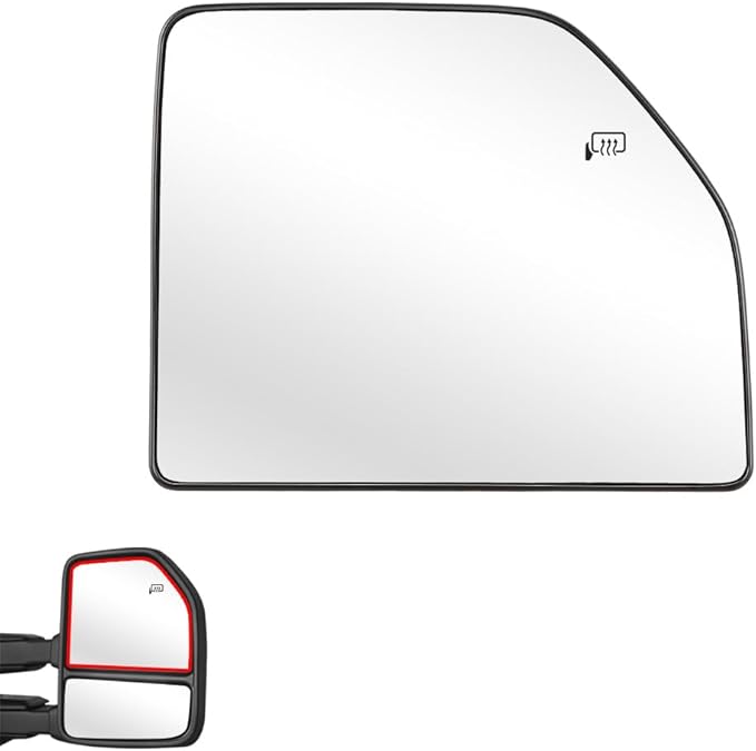 Senzeal Passenger Side Heated Upper Mirror Glass Replacement for Ford F150 2015-2020 Ford F250 F350 F450 F550 2017-2022 Tow Mirror FL3Z17K707G (Right Side)