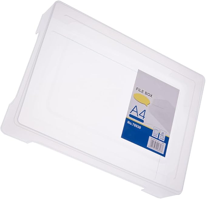 Transparent A4 File Box Plastic Document Organizer Lightweight Storage Folder for Office Home Paper Filing 12.59X9.25X2.51 In