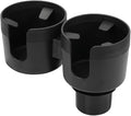 Car Double Cup Holder Extender, 2-in-1 Car Cup Holder Adapter with Adjustable Base, Universal Multifunctional Cup Holder Organizer for Beverage, Snack, Cup, Bottle Storage (Black)