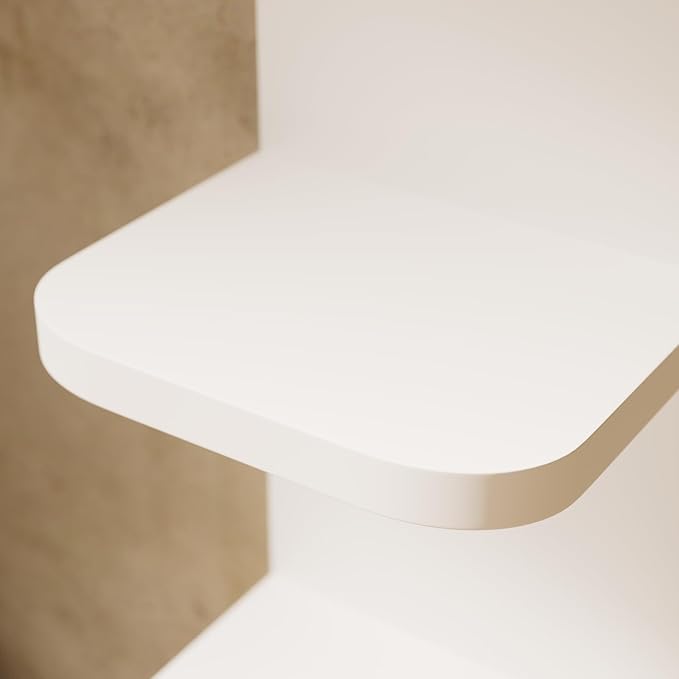 7 Tier Wall Shelf Unit White Floating Shelves for Wall, Decorative Lack Shelf for Storage Curved Edges, Tall Vertical Display