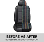 Pariitadin Baja Saddle Blanket Car Seat Covers Front Set with Seat Belt Pads, Washable Breathable Striped Woven Cloth Seat Co