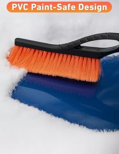 EcoNour 27" Aluminum Ice Scrapers for Car Windshield | Car Snow Scraper Window and Snow Brush with Ergonomic Foam Grip Winter Accessories (Orange)