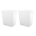UUJOLY Plastic Trash Can Wastebasket, Garbage Container Basket for Bathrooms, Kitchens, Offices, Kids Rooms, White, 3.5 Gallon, 2 Pack