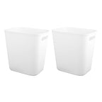 UUJOLY Plastic Trash Can Wastebasket, Garbage Container Basket for Bathrooms, Kitchens, Offices, Kids Rooms, White, 3.5 Gallon, 2 Pack